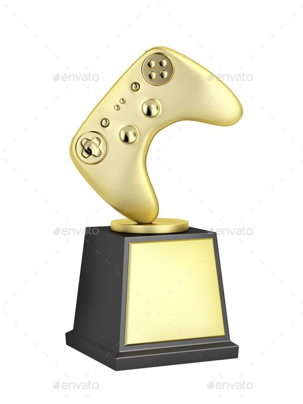 Gold video gaming trophy Stock Photo by magraphics PhotoDune